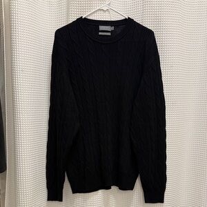 Vintage Talbots Black Cable-Knit Crewneck Sweater - Size L